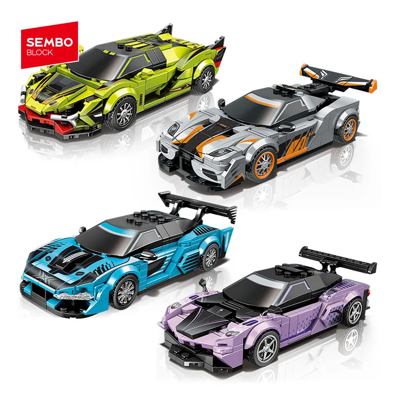 SEMBO BLOCK Famous Car Series Supercar Assembly Building Blocks MOC Pull-Back Sports Car Model Racing Vehicle Toy Birthday Gifts