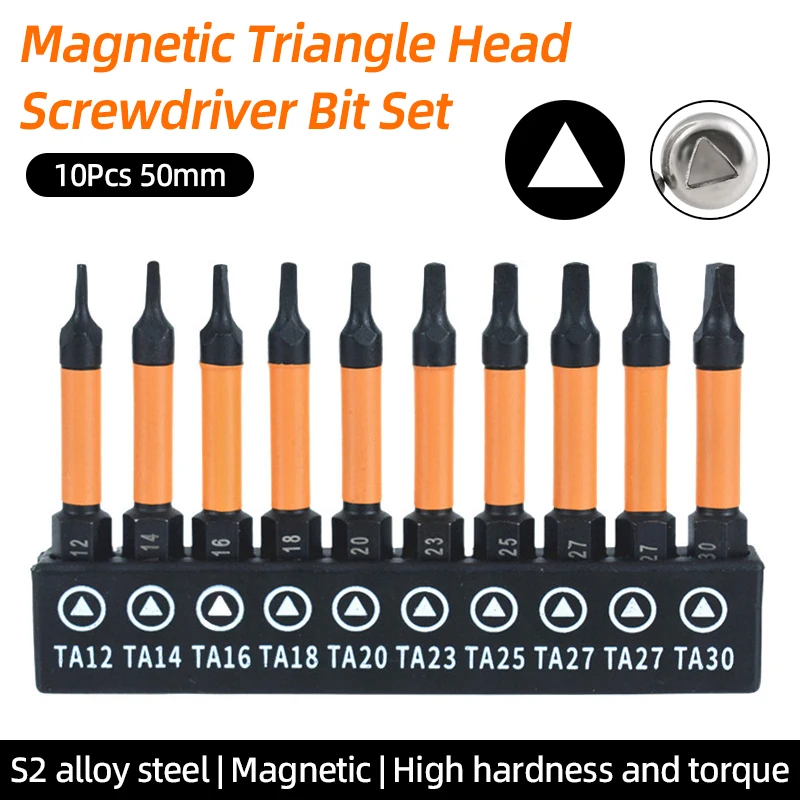 Magnetic Triangle Head Screwdriver Bit Set S2 Alloy Steel 1/4
