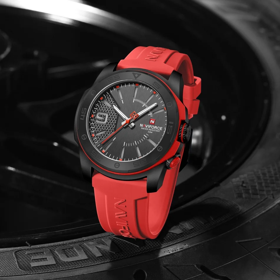 

NAVIFORCE Male Clock Relogio Masculino Watches Men‘s Comfortable Silicone Band Quartz Luminous Military Simple Water Resistant