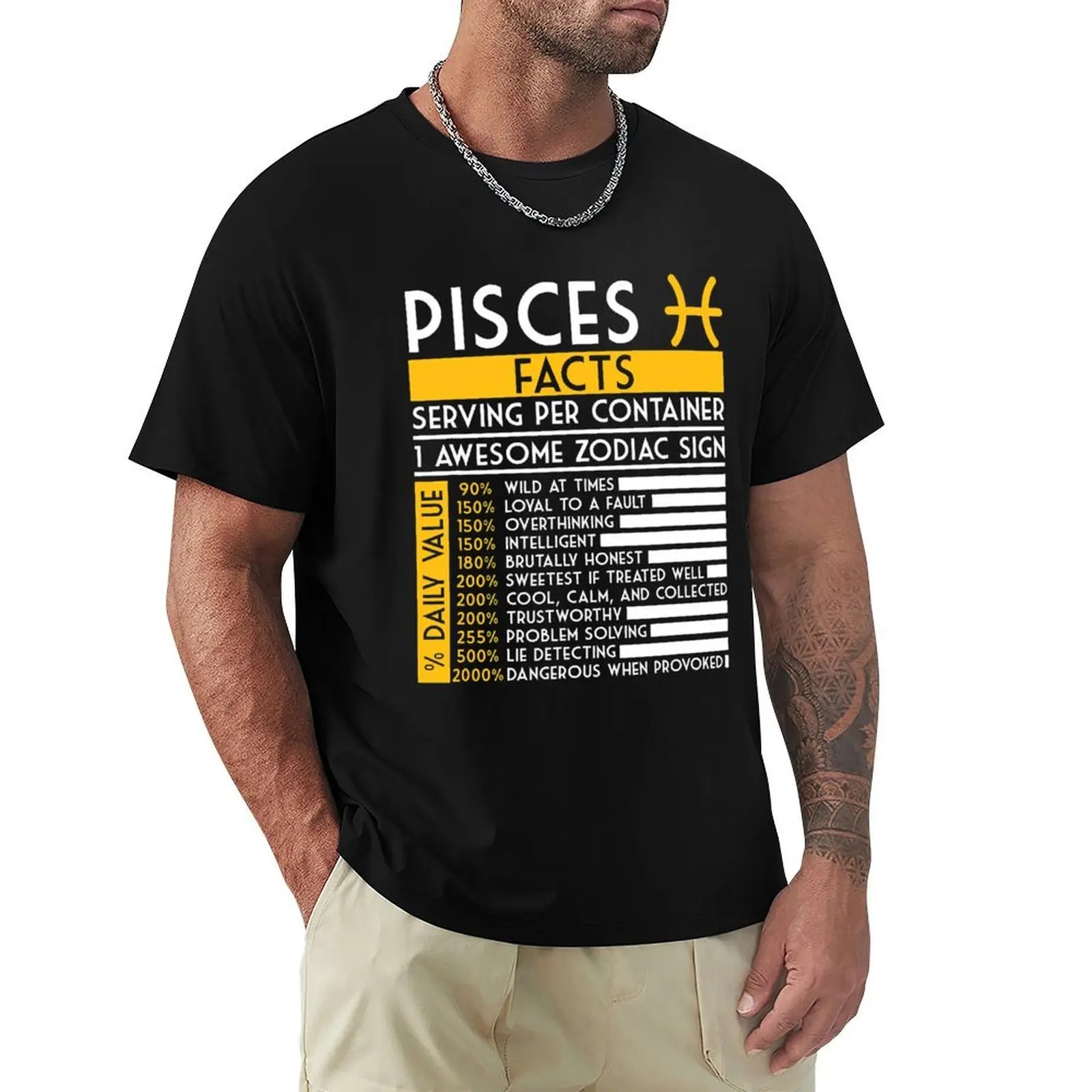 Pisces Facts Zodiac Horoscope Funny Astrology Star Sign T-Shirt t shirts cotton 100% T-Shirt