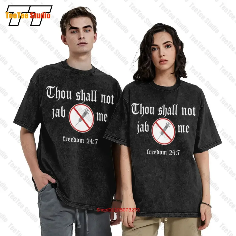 Thou Shall Not Jab Me Anti-Vaccine Vintage Oversized T-Shirt A095