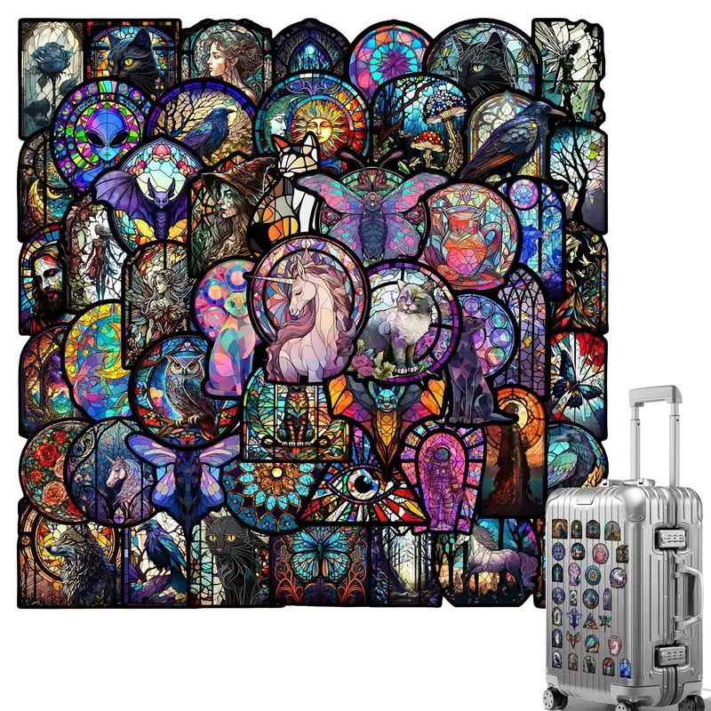 Stained Glass Window Cling Film 50pcs Glass Window Sticker Cling Removable Window Decoration Graffiti Stickers For Offices
