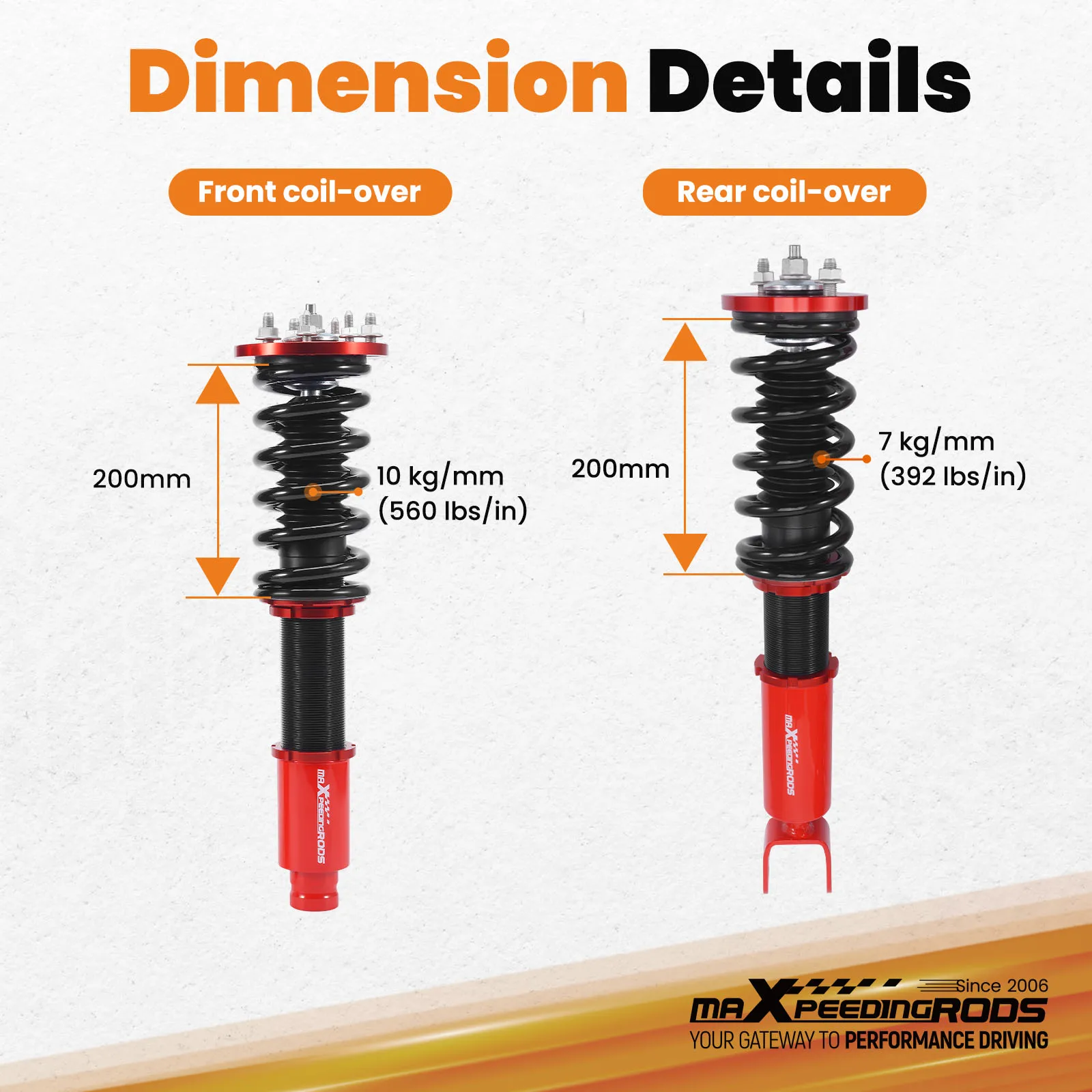 

MaXpeedingrods Street Coilovers Lowering Kit For Honda Accord 2008-2012 Struts
