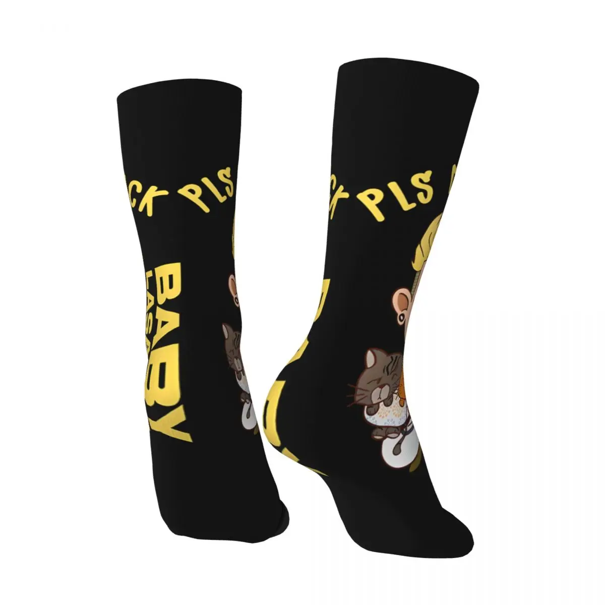 Retro Pls Meow Back Men's compression Socks Unisex Baby Lasagna Street Style Pattern Printed Novelty Crew Sock