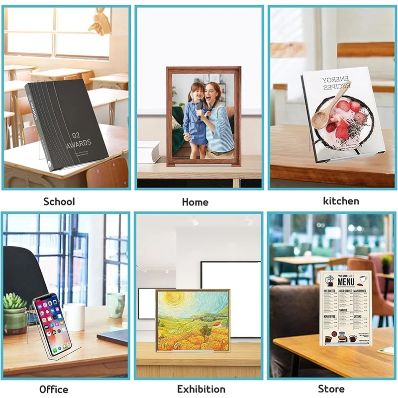 12 Piece Book Stand,Clear Book Display Easel Transparent Acrylic For Displaying Comic Books Albums