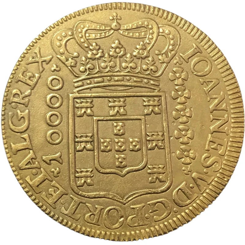 

1726 Brazil 10000 Reis -Joao V 22K Gold Copy Coin