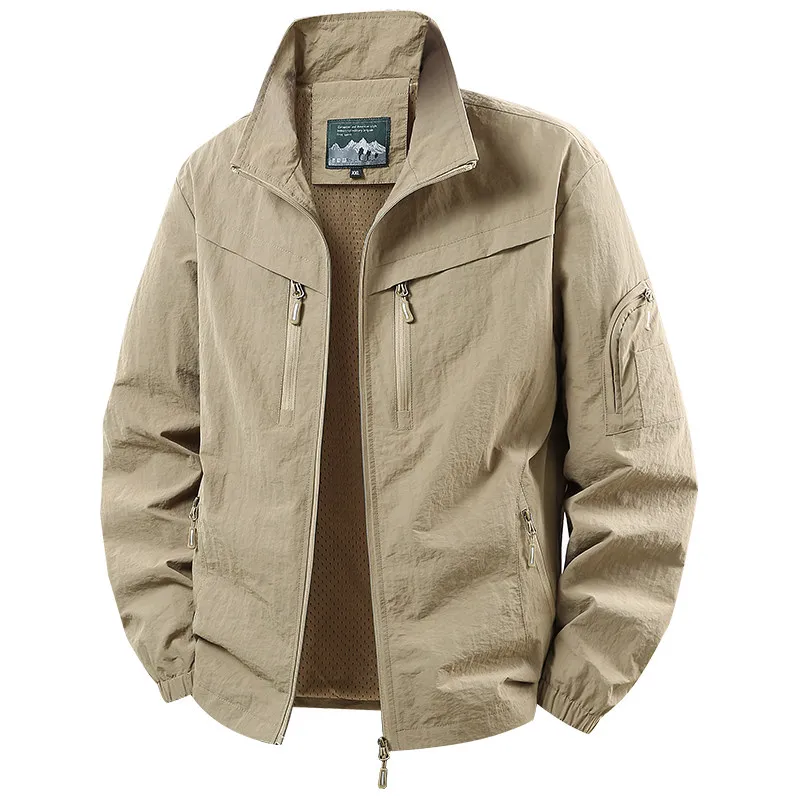 Casual Spring Autumn Men's Jacket Loose Design Windproof Flying Suit Workwear Outerwear Polyester Fabric Outdoor Clothing