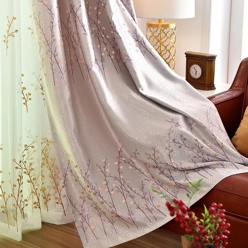 Luxury Thickened Warm Fully Blackout Curtains for Bedroom Living Room High Windows Balcony Study Simple Pastoral Ready Made