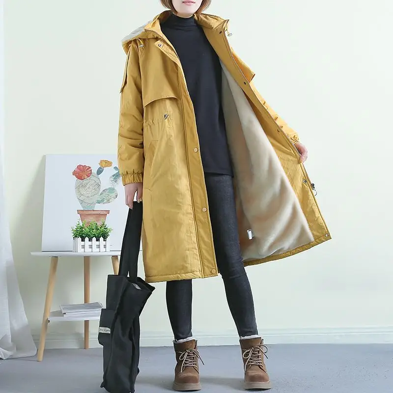 

2026 Winter New Women's Down Cotton Jacket Loose Windproof Hooded Parker Jacket