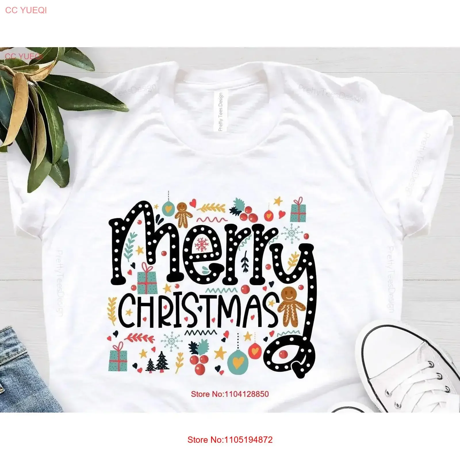 

Merry Christmas Doodles T Shirt Gingerbread Cute Xmas vintage Washed Breathable Top For Everyday Wear Slightly fashion Casual