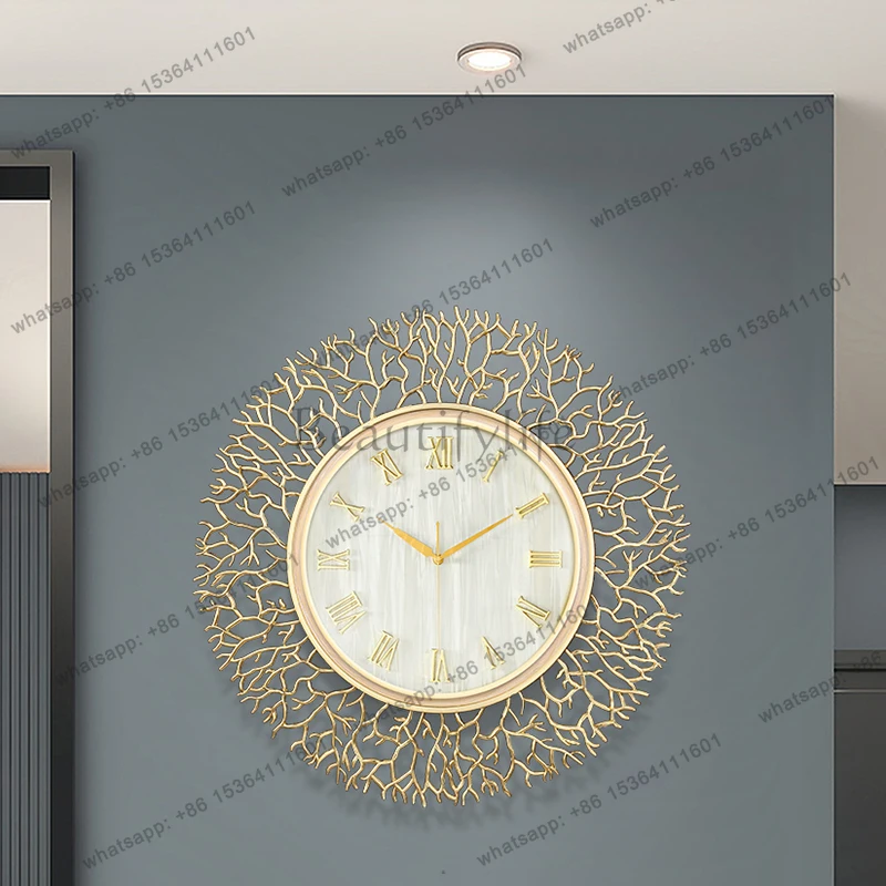 Round Silent Wall Clocks Simple Creative Fashion Restaurant Nordic Wall Watch Living Room Luxury