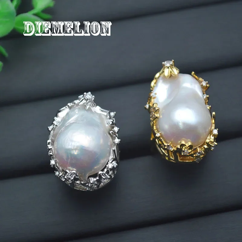 خاتم لؤلؤي كبير غير منتظم للمياه العذبة الطبيعية على الموضة الفاخرة لون ذهبي/فضي خواتم مبالغ فيها قابلة للتغيير للنساء #3