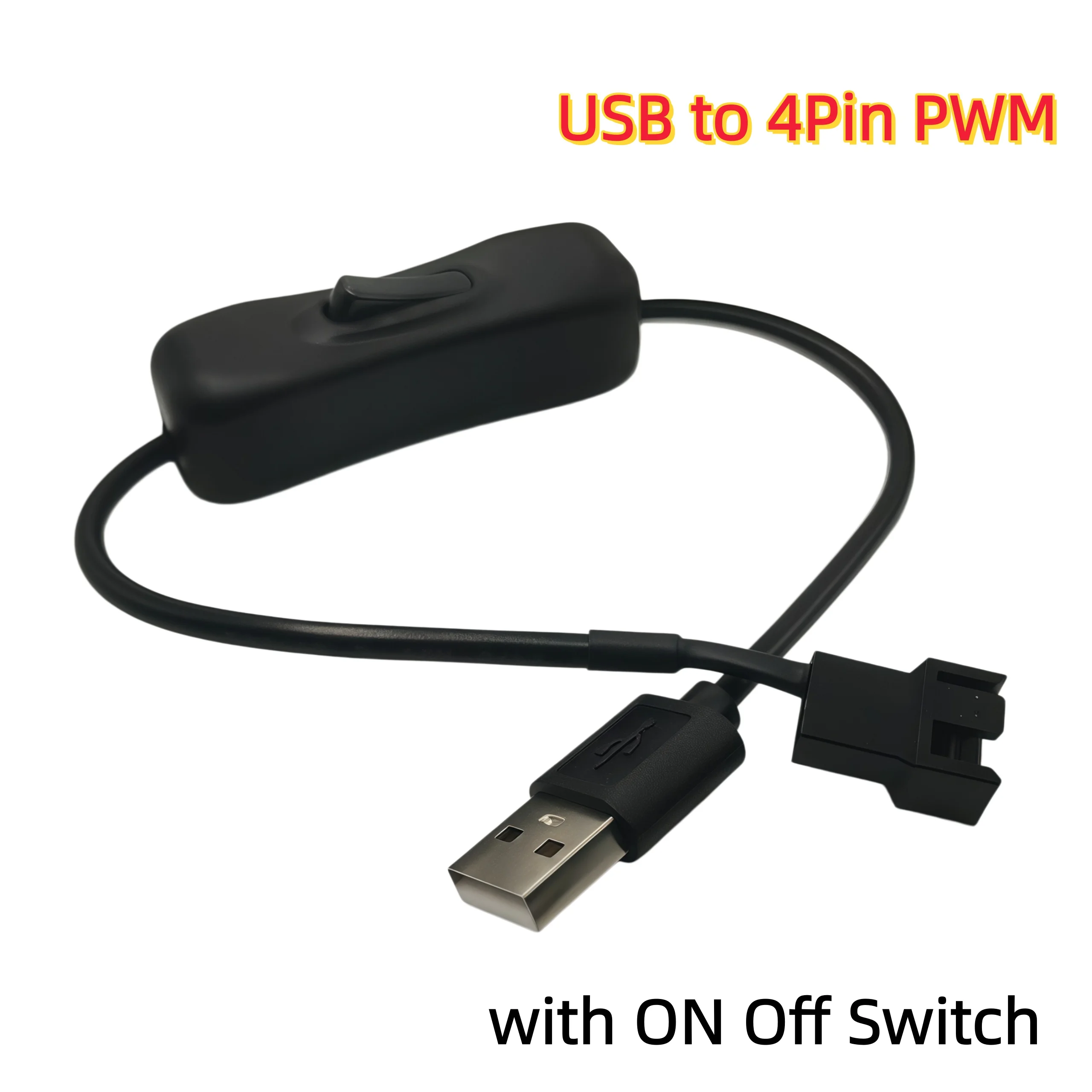 USB to 4-Pin PWM 5V USB Sleeved Fan Power Adapter Connector Cable with ON Off Switch