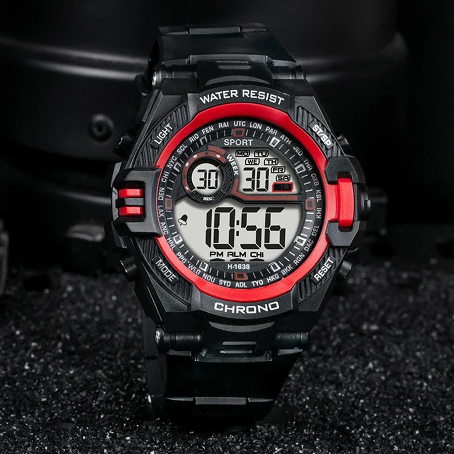 

Модные электронные часы для мужчин, многофункциональные водонепроницаемые светящиеся будильники, мужские спортивные часы, фитнес-светодиодные цифровые часы