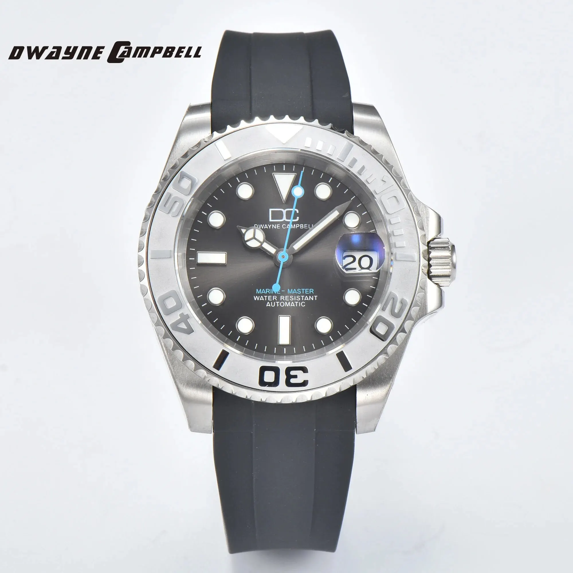 Dwayne campbell nh35 Herren mechanische Uhr wasserdichtes Gummiband leuchtende Saphirglas Sport uhr 6