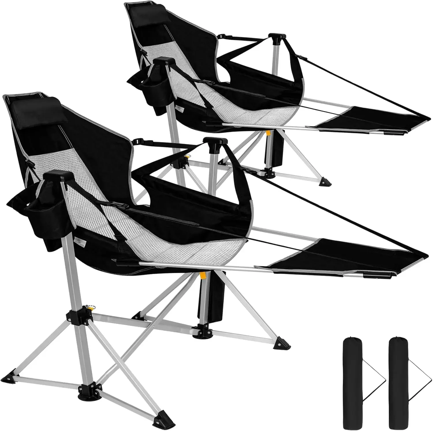 USA Stock2-Pack Aluminum Hammock Chair with Footrest, Oversized Portable Folding Swinging Chair with Adjustable Back & Seat