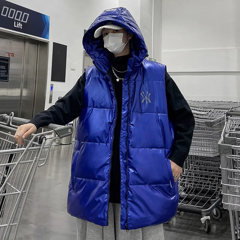 

Модный стеганый жилет 2025 года из прочной полиэстеровой ткани с капюшоном, белый, с наполнителем из пуха, стандартной длины, цветной