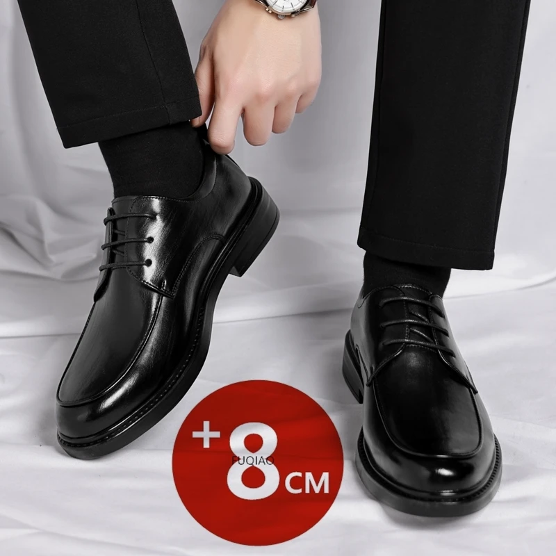 

Новые мужские модельные туфли, повседневные деловые туфли в британском стиле, туфли-лифты большого размера, увеличивающие рост 3/6/8 см, офисные оксфорды для свадебной вечеринки