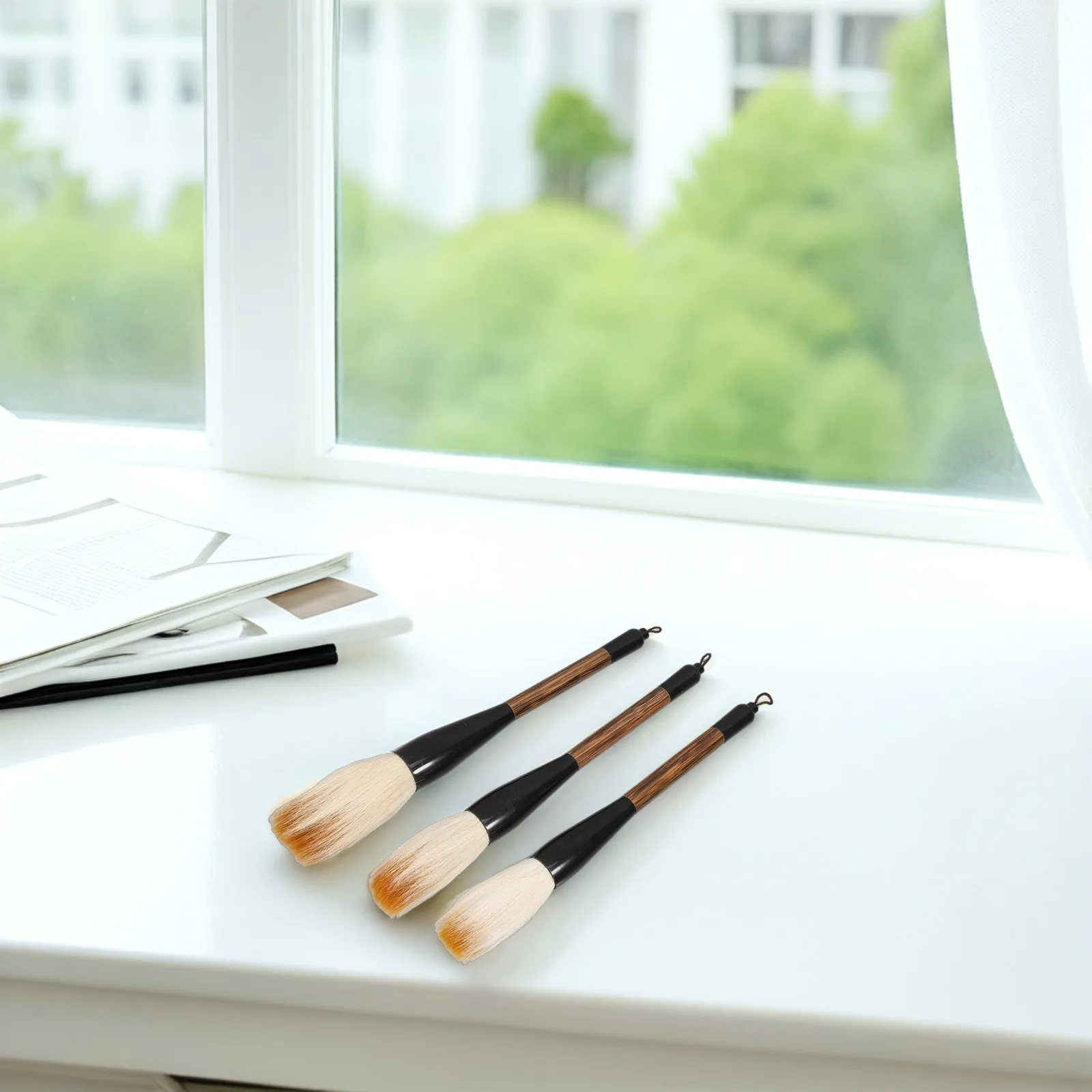 

3 pcs Large Calligraphy Pen Set Chinese Painting Writing Art Brush For Sumi Ink Practice Smooth Bristles Durable Comfort Grip