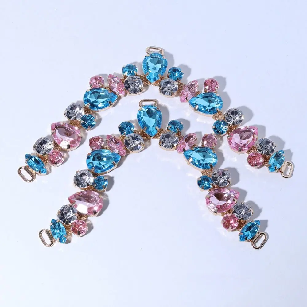 2Pcs Ladies Sandal Beach Slider Decorate Chain Acrylic Crystal Shoe Chain DIY Sewing Accessory Herringbone Slipper Chain