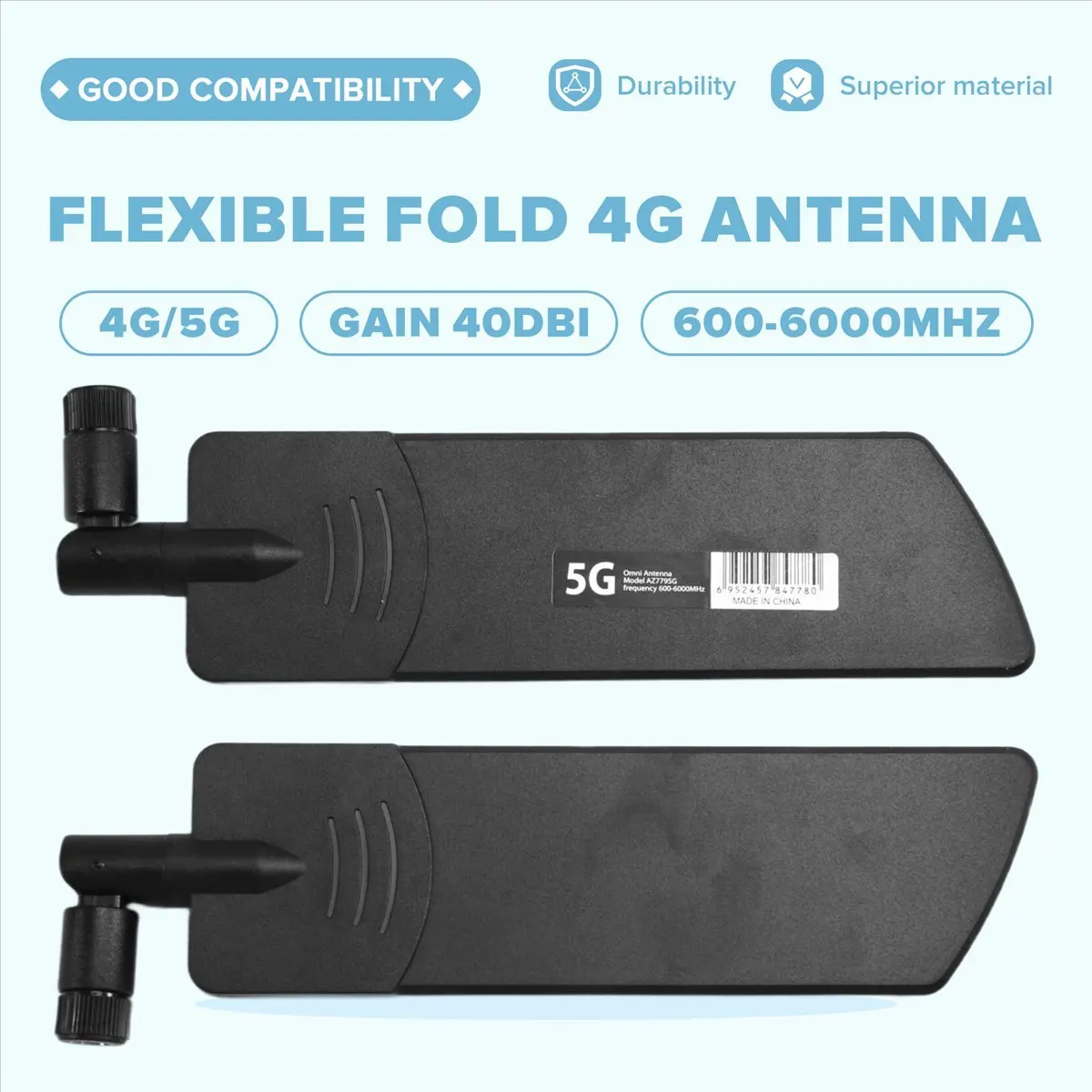 ~【On Sale】2PCS 5G/3G/4G/GSM Full Band Glue Stick Omni Wireless Smart Meter Router Module Gain 40DBi Antenna, Black SMA Male