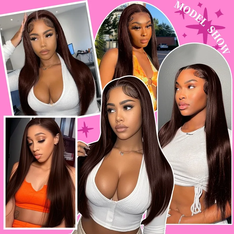 باروكات صناعية بدانتيل أمامي 13 × 4 باروكات أوبورن منتفخة مسبقًا للنساء جاهزة للارتداء باروكات مستقيمة بطول 26 بوصة 100 Futura Pr #5