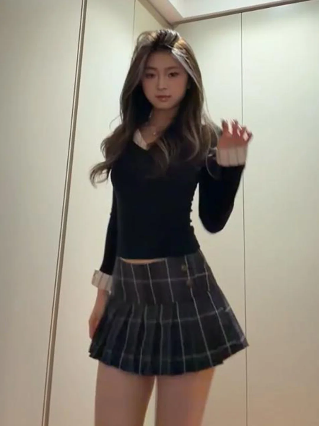 

Американская клетчатая юбка в стиле JK для женщин, облегающая, с запахом, А-силуэт, повседневная, со средней талией