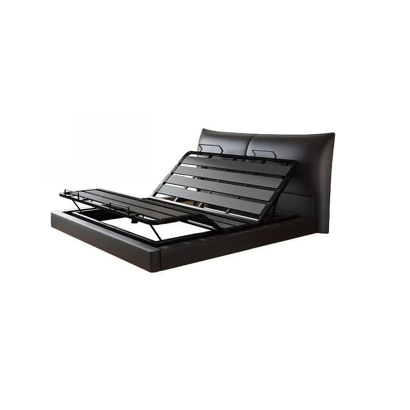 *Intelligent Double Leather Bed Modern Simple Bedroom Multifunctional Electric Lifting & Massage Bed for Master Bedroom