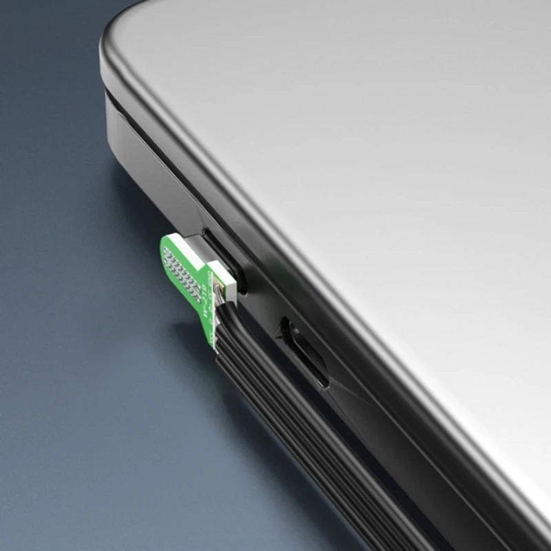 L41E 60W 90 Degree USB C Male to Female to Male Flat Ribbon Cable for Smartphones