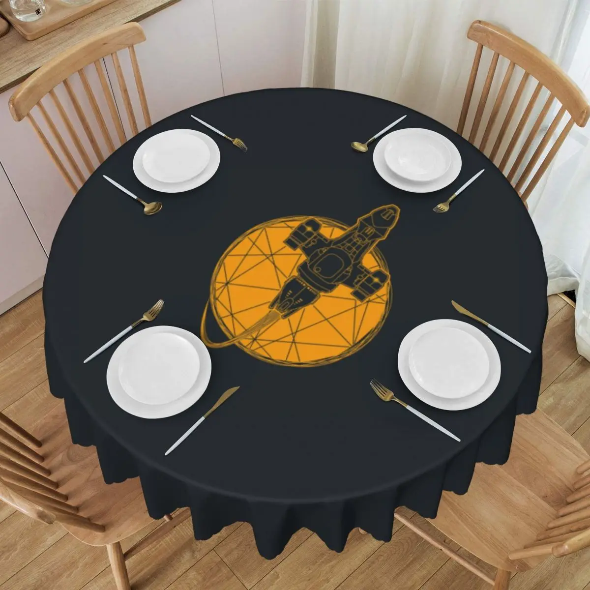 Customized Shining Star Round Tablecloths 60 Inch Space Galaxy Table Cover for Dining Table Cloth