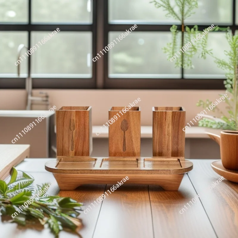 for Retro tableware wooden dining table cabinets kitchen home tableware storage box storage box chopstick tube