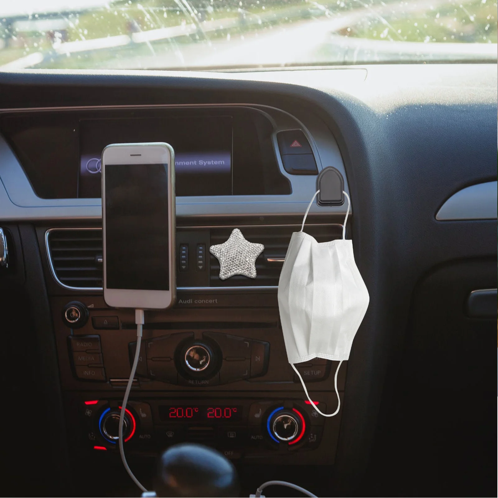 

15pcs Car Self-Adhesive Hanging Hooks For Mask Storage Organizer Suv Rv Accessories Multifunctional Dashboard Mount Plastic