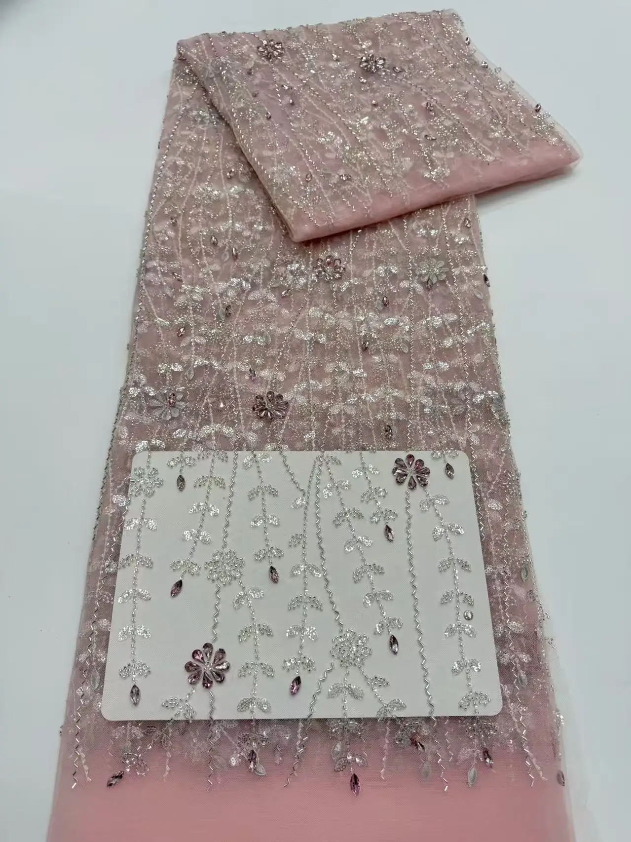 African Luxury French Beaded Lace Fabric Sequins High-Quality Embroidered Tulle for Nigerian Style Party Dresses Sewing Material