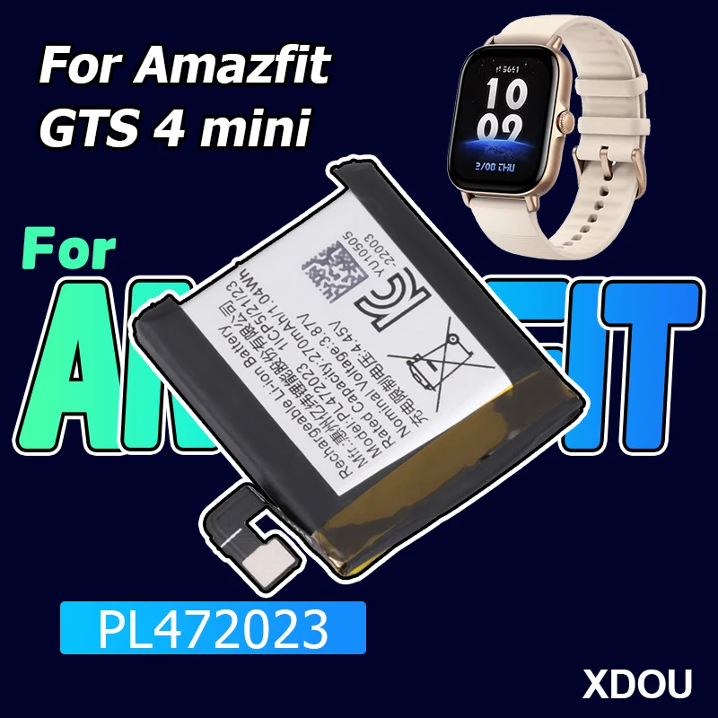 270mAh New Watch Battery For Huami Amazfit GTS 4 mini PL472023 472023 Watch Replacement Bateria + Tools