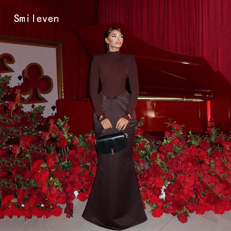 

Smileven Retro Burgundy Mermaid فساتين سهرة Prom Dress Party Gowns Full Sleeve Formal Occassion Dress Customized 2026