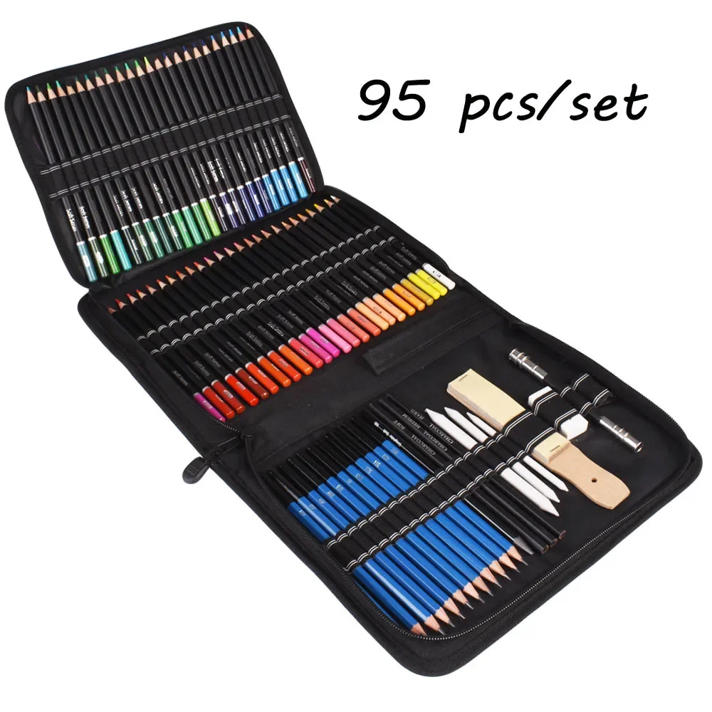 95/144PCS Color Pencil Sketch Pencils Set Drawing Pencil Set Art Tool Kit Watercolor Metallic Oil Pencil For Artist Art Supplies