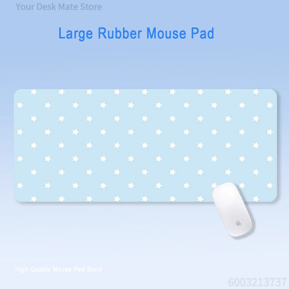 Baby Blue Cloud Starry Sky Large Mouse Pad, Soft Pastel Aesthetic Non‑Slip Extended Keyboard Desk Mat, Laptop Gaming Office Deco