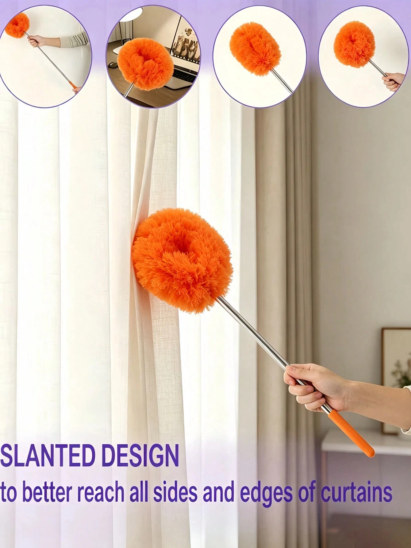 Microfiber Ceiling Fan Duster Extends Up To 80cm Long Handled Dust Locking Reusable Cleaner Brush For Home Effortless Cleaning