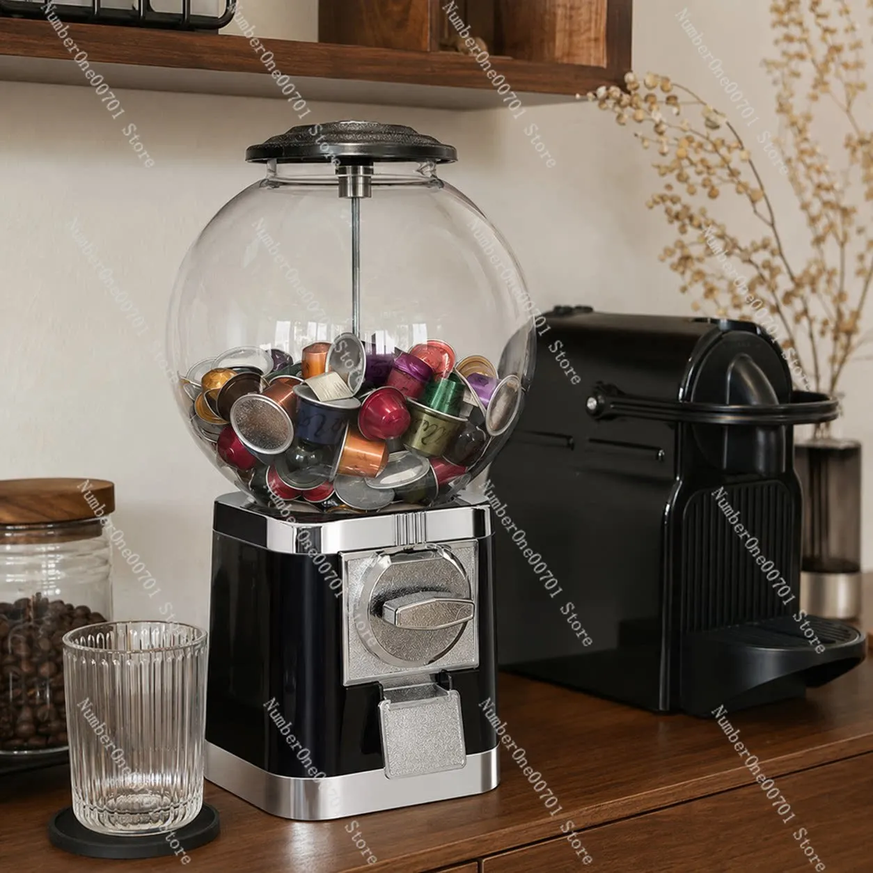 Coffee Capsule Gumball Machine, Retro  Dispenser Organizer, Coffee Pod  Decor Storage Display