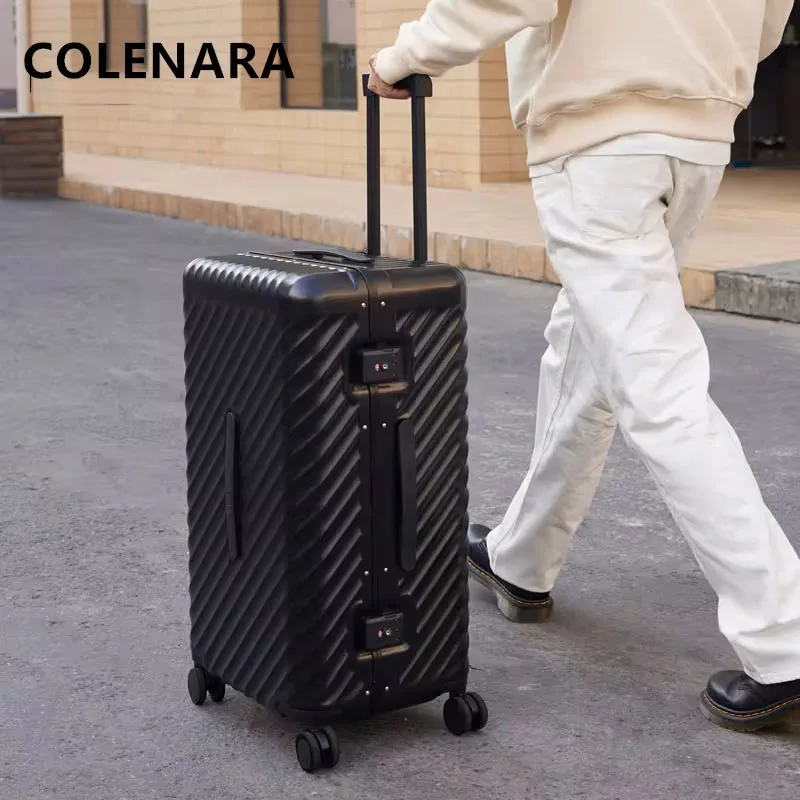 COLENARA-maleta engrosada de gran capacidad con marco de aluminio, Maleta de equipaje con contraseña, 20, 24, 26 y 28 pulgadas