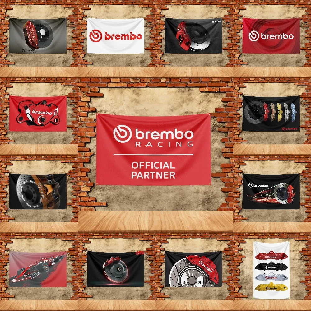 Car Parts Flag 3x5ft for B-Brembo Fans Banner Custom any Image Garage Bedroom Living Room Dorm Wall Hanging Decor Tapestry