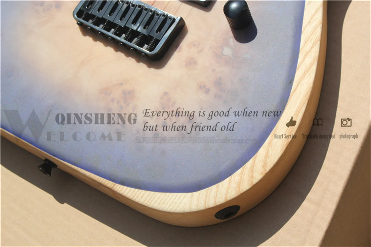 7-string electric guitar, RG7 purple guitar, ash body burlap veneer, fixed bridge, maple fretboard, black buttons
