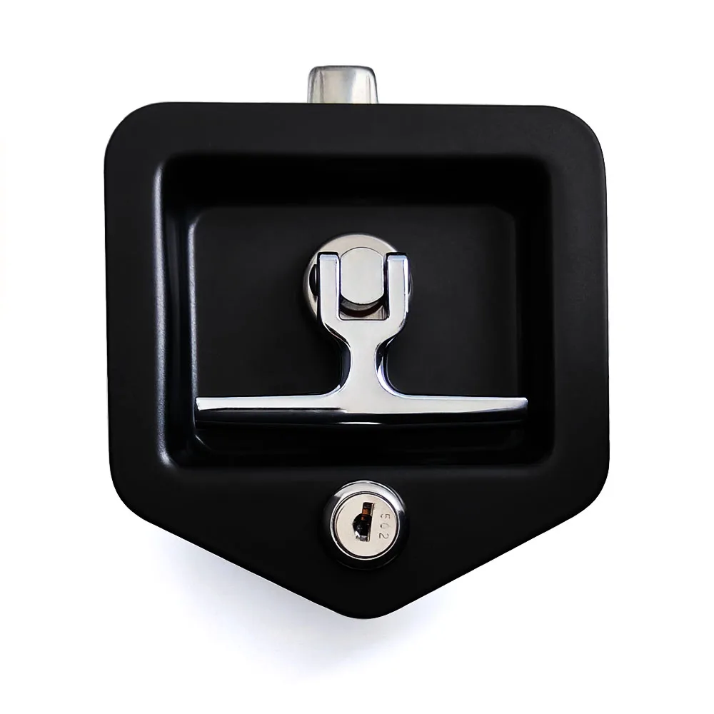 أسود قابل للطي T مقبض قفل راحة أقفال باب الخزانة شاحنة مقطورة أداة صندوق مجداف مزلاج مع مسمار #1