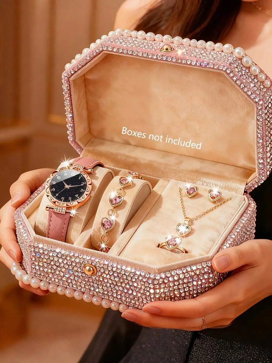 6/5pcs Women's Fashion Elegant Numeric Pointer Quartz Watches, Suitable For Women To Wear, Matching Jewelry Necklace, Bracelet,