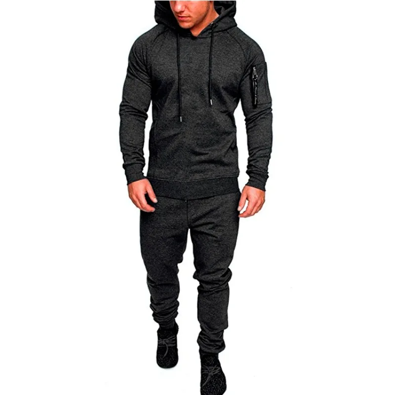 Men Camouflage 2 Piece Tracksuit Hoodie Jogger Pants Long Sleeve Casual Sports Set