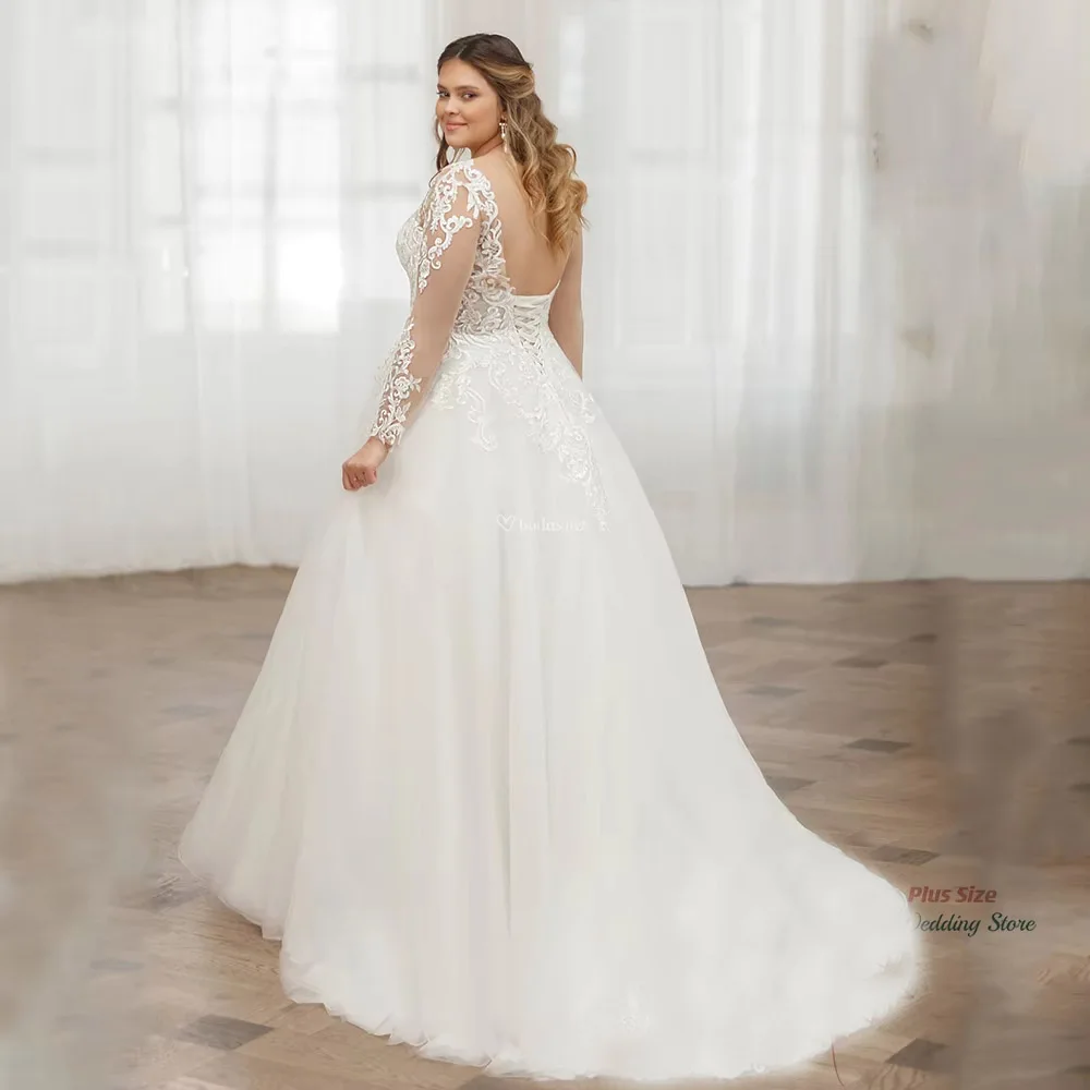 Pastrol Customized Wedding Dresses V Neck Bride Gowns Lace Appliques Back Lace Up Tulle A-Line Sweep Train Vestidos De Novia