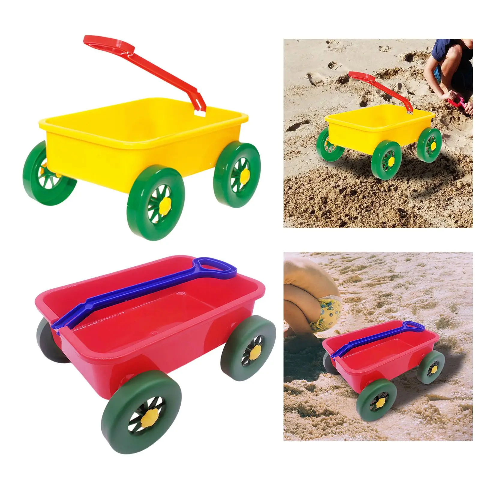 Kids Wagon Vehicle Outdoor Sand Toy Cart for Beach Summer Play Pull Car for Boys Girls 3 Years Old Portable Storage