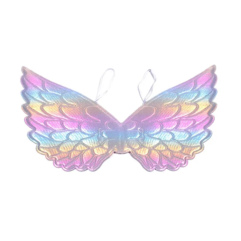 ชุดกระโปรงเด็กผู้หญิงธีมเรนโบว์ พร้อมที่คาดผมและปีก ชุดกระโปรงนางฟ้าเอวกลางสำหรับเด็กเล็ก