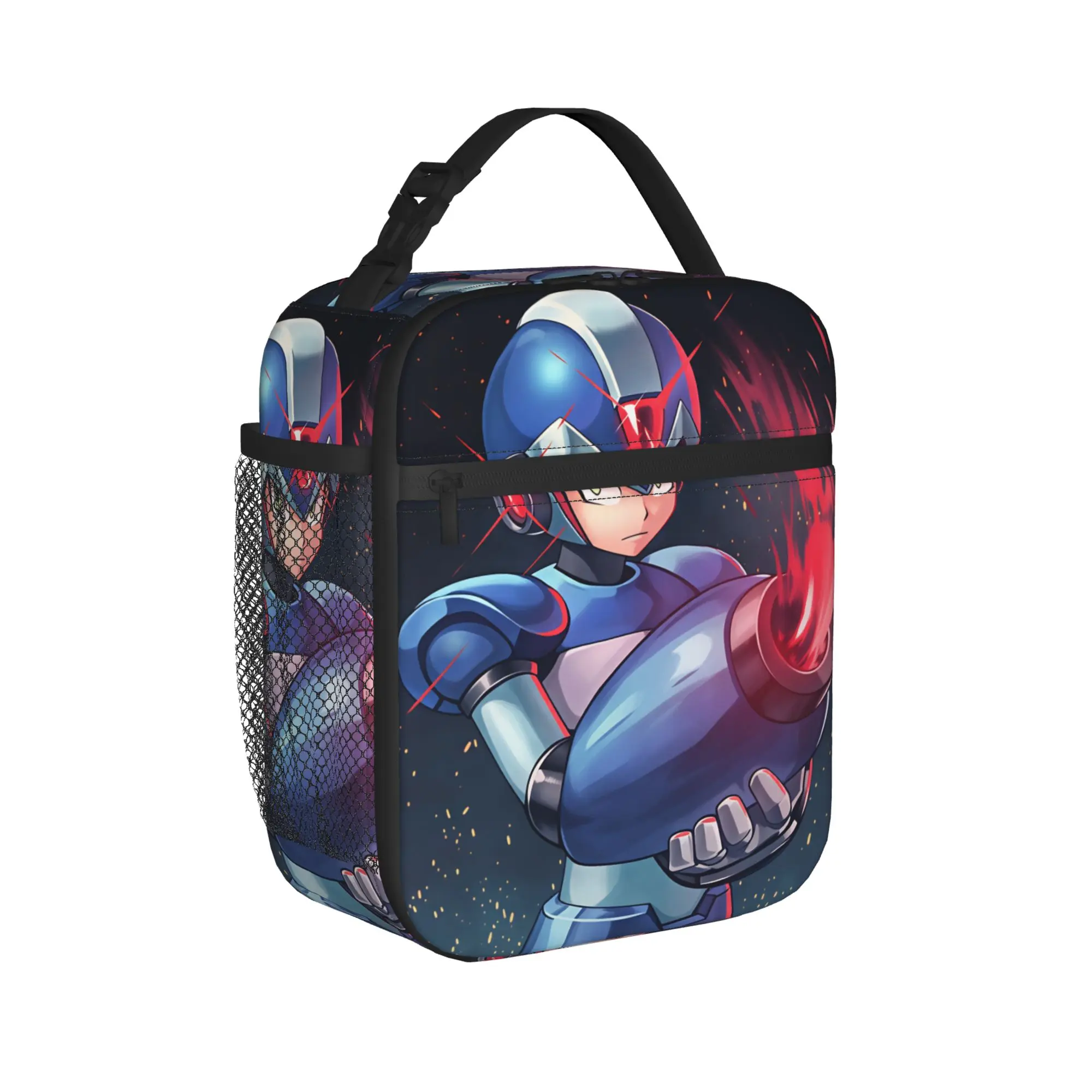 Mega Man Lunch Bag  Cute Lunch Box For Men Picnic Portable Zipper Cooler Bag Oxford Graphic Design Thermal Tote Handbags