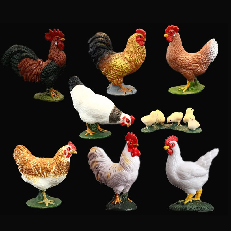 Simulation Animal Poultry Rooster Hen Toy Doll Mini Farm Animal Model Movable Doll Decoration Children\'s Toy Gift Collection